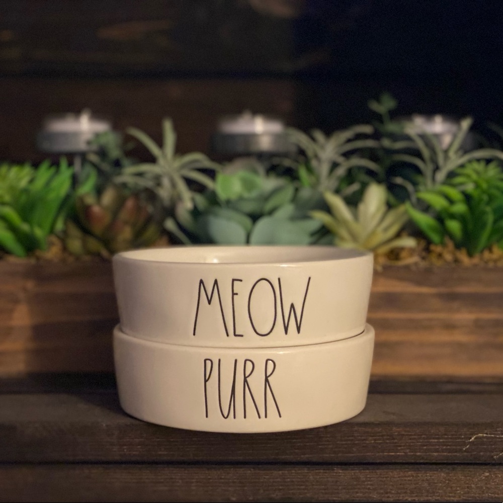 Rae Dunn Purr and Meow Cat Food Dishes